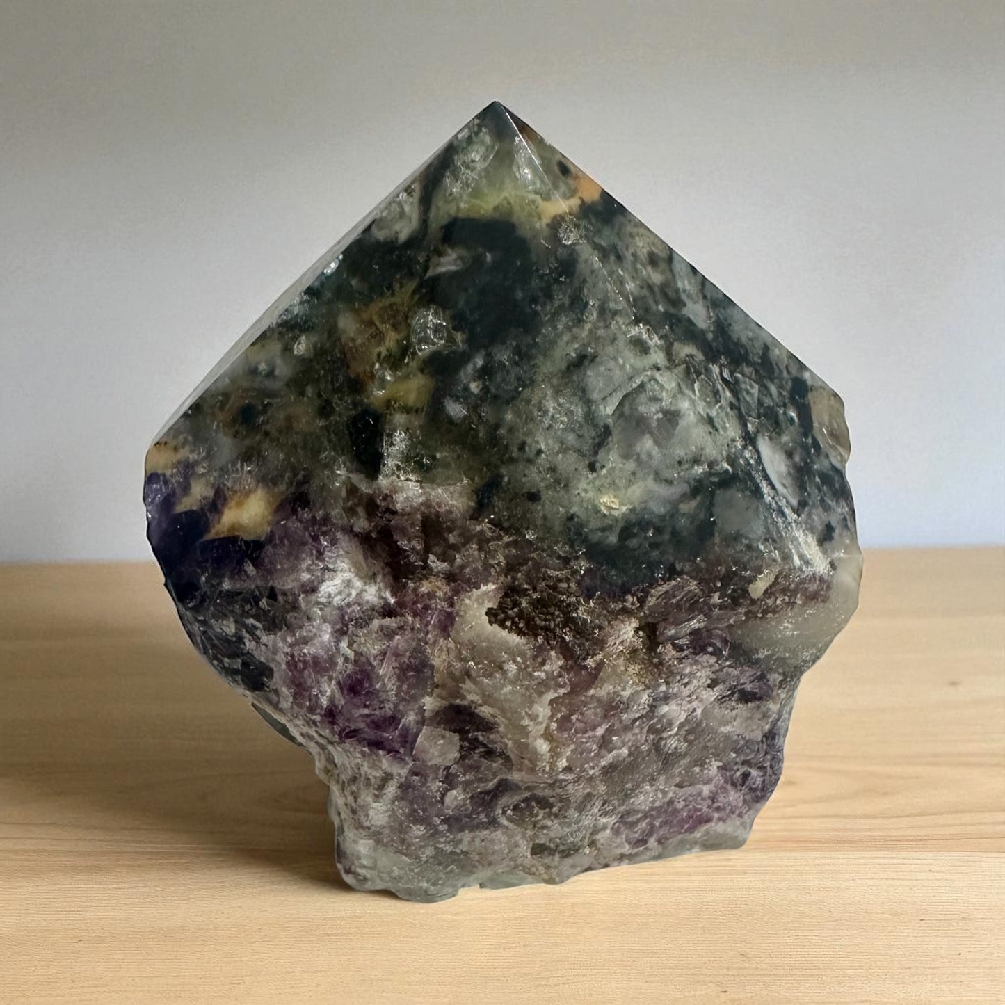 Semi polished point rainbow fluorite