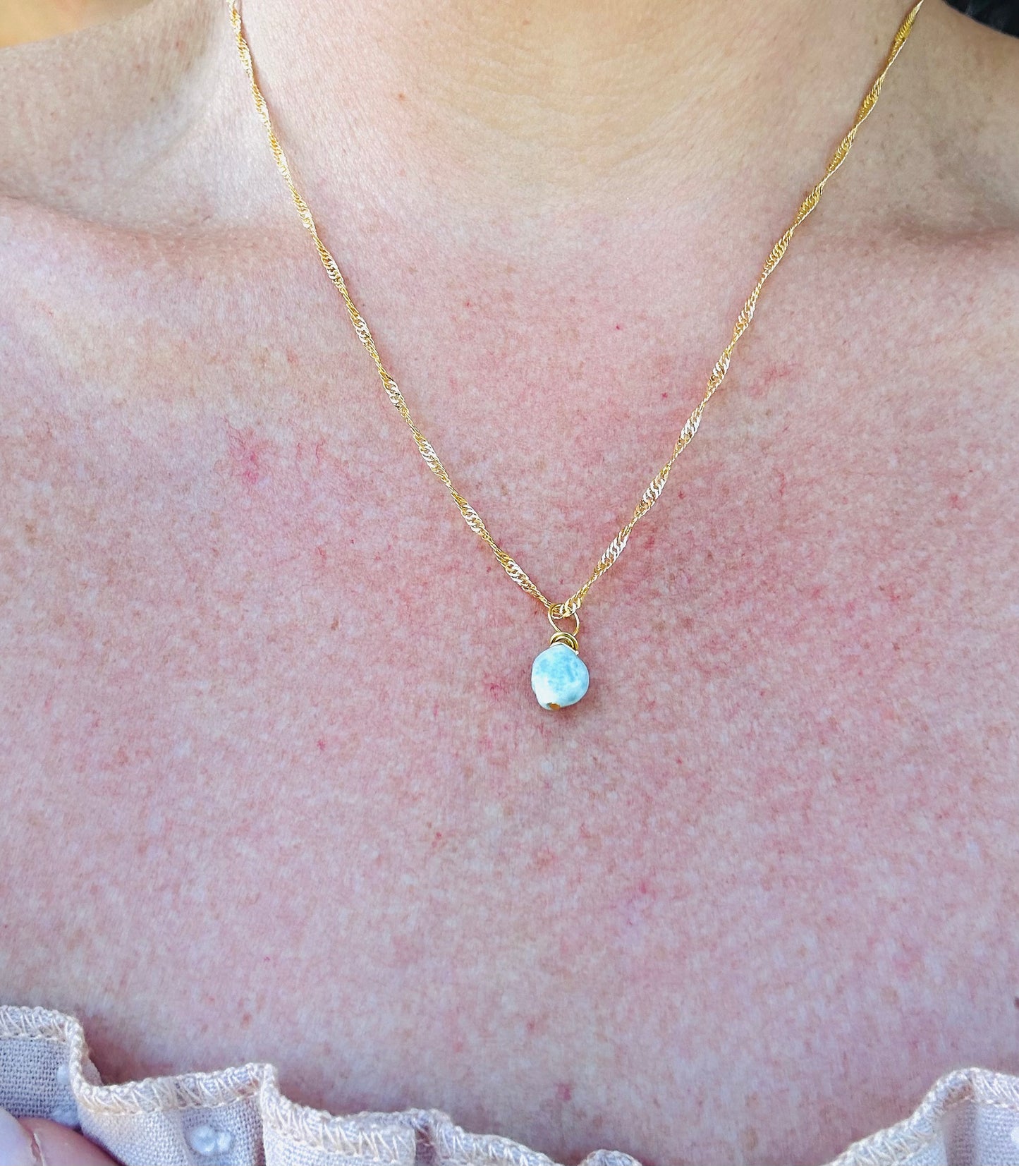 Larimar drop by TBOS - gold plated chain