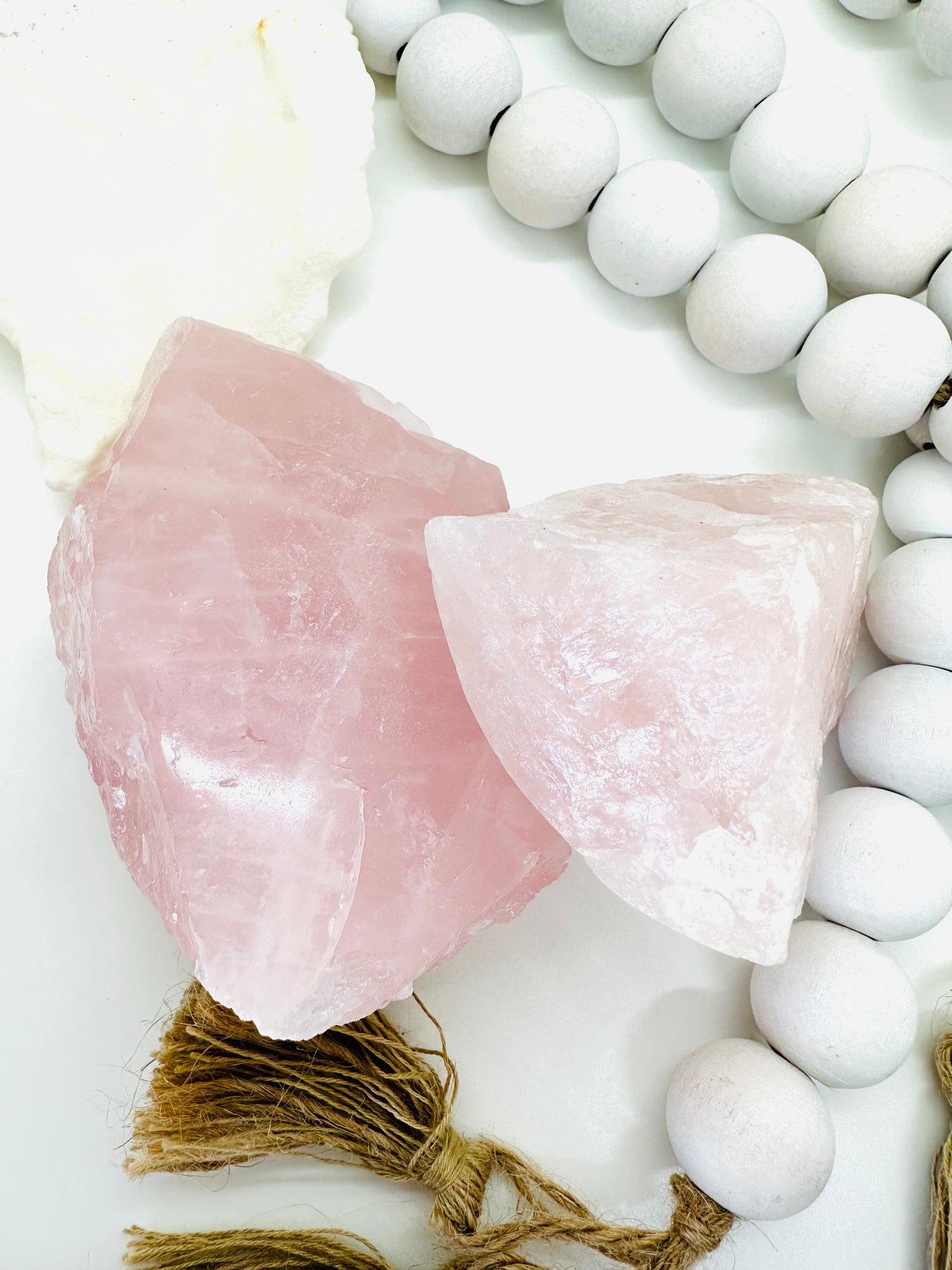 Half polished half raw rose quartz chunk