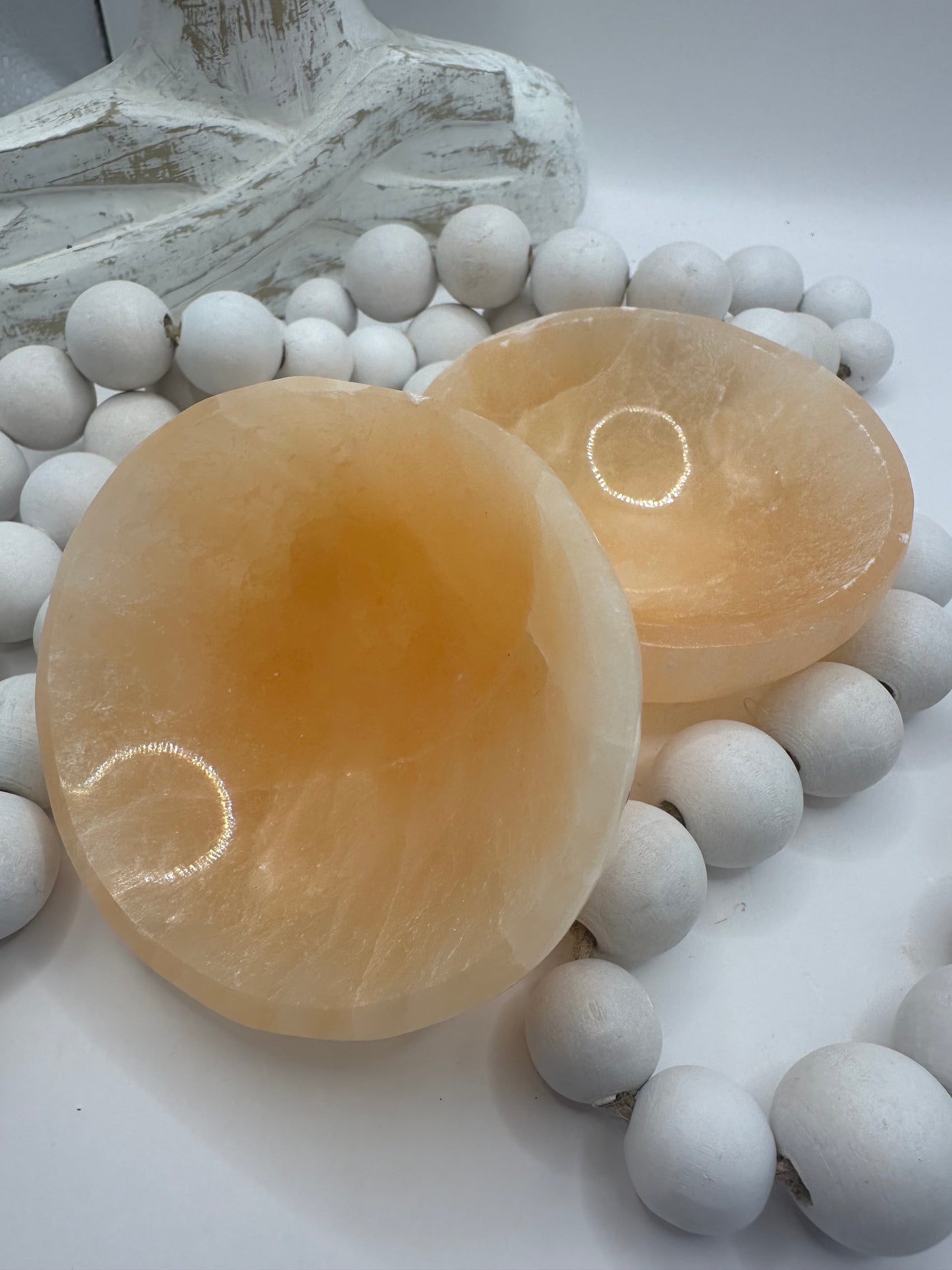 Peach selenite bowl