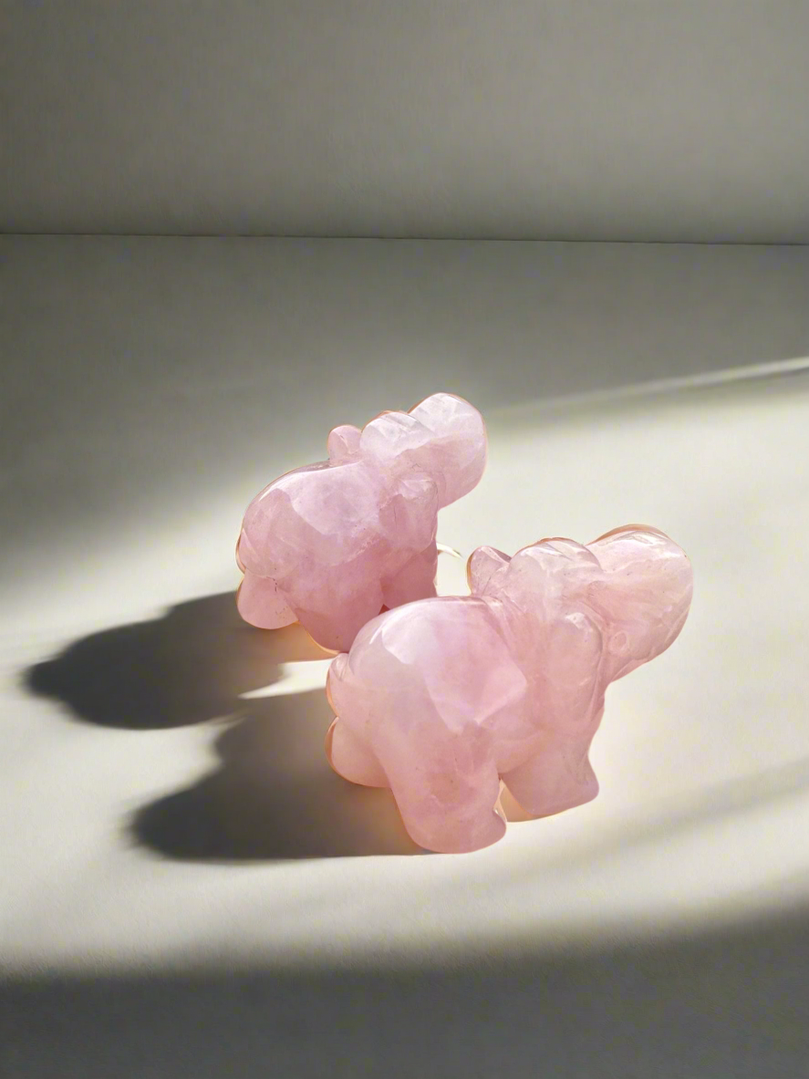 Rose quartz elephant