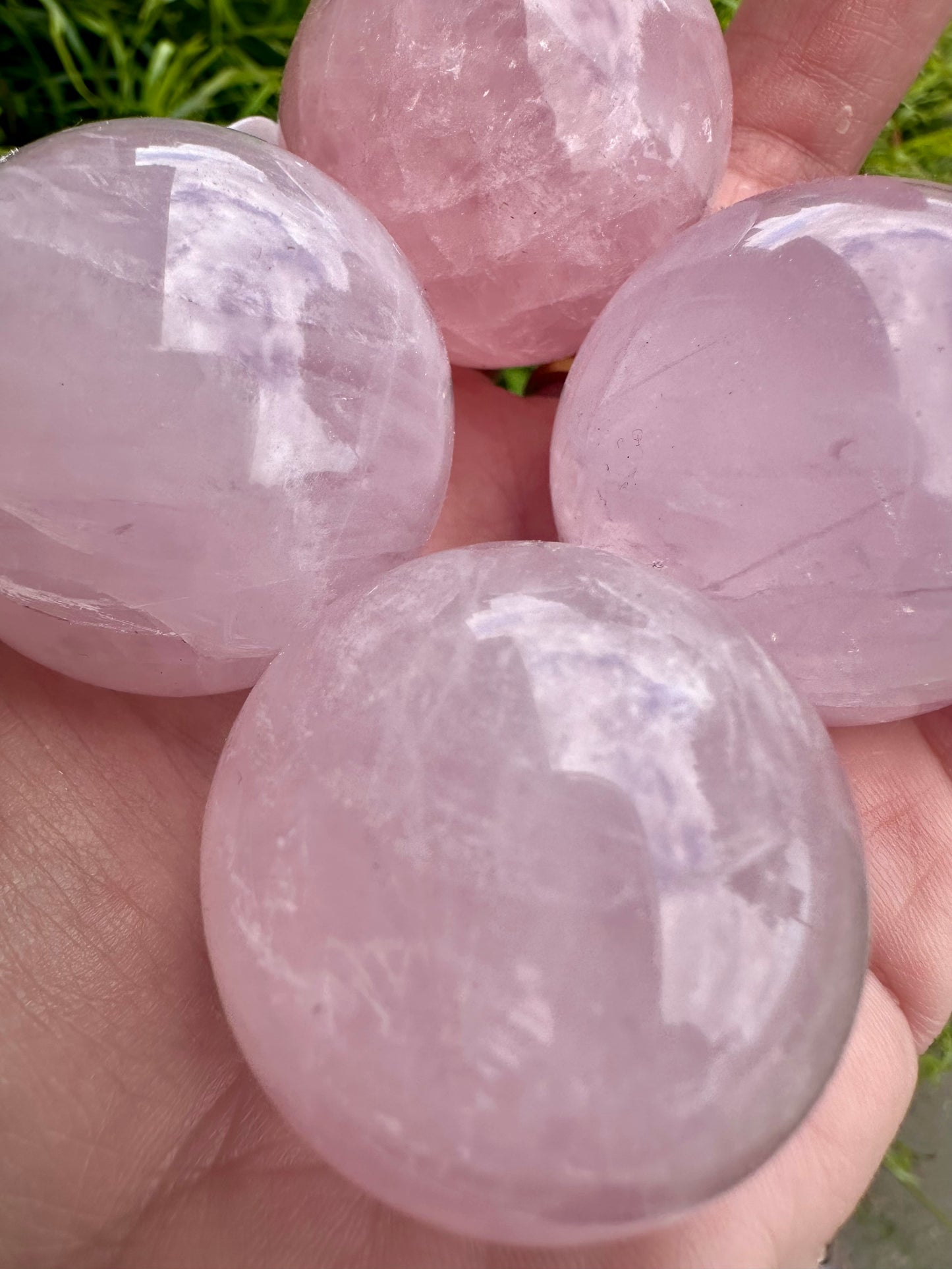 Rose quartz spheres