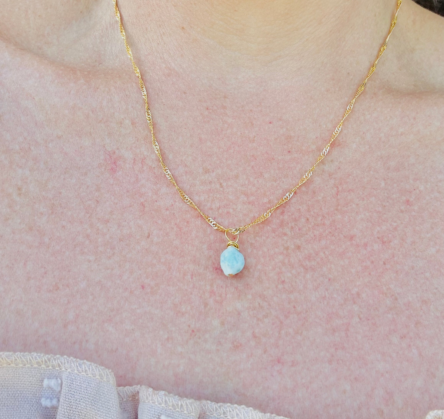 Larimar drop by TBOS - gold plated chain