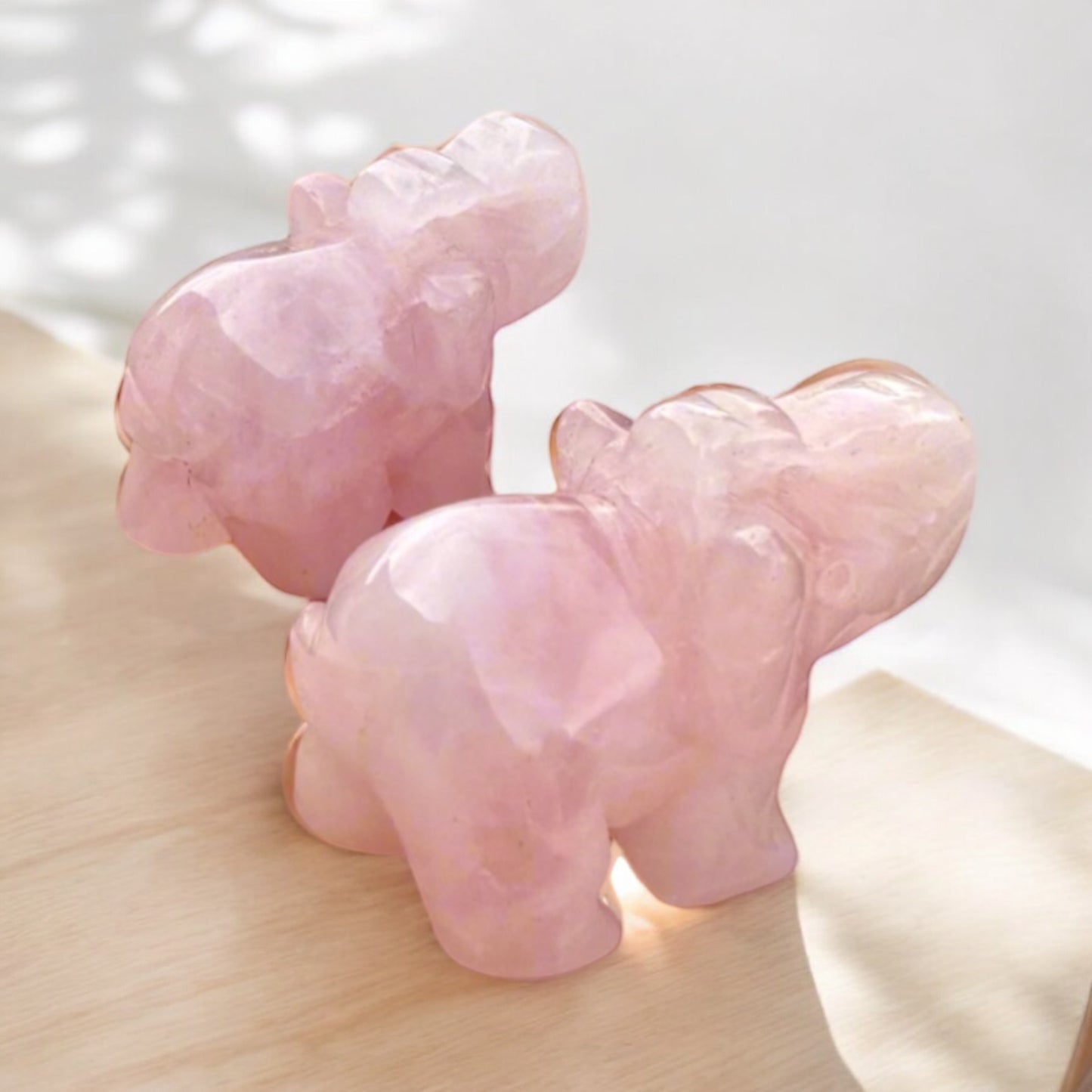 Rose quartz elephant