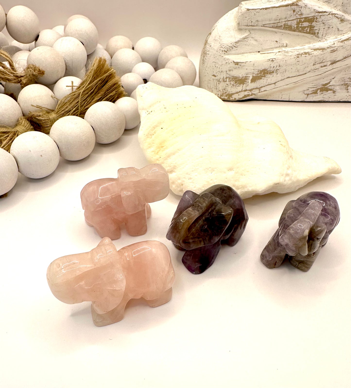 Rose quartz elephant