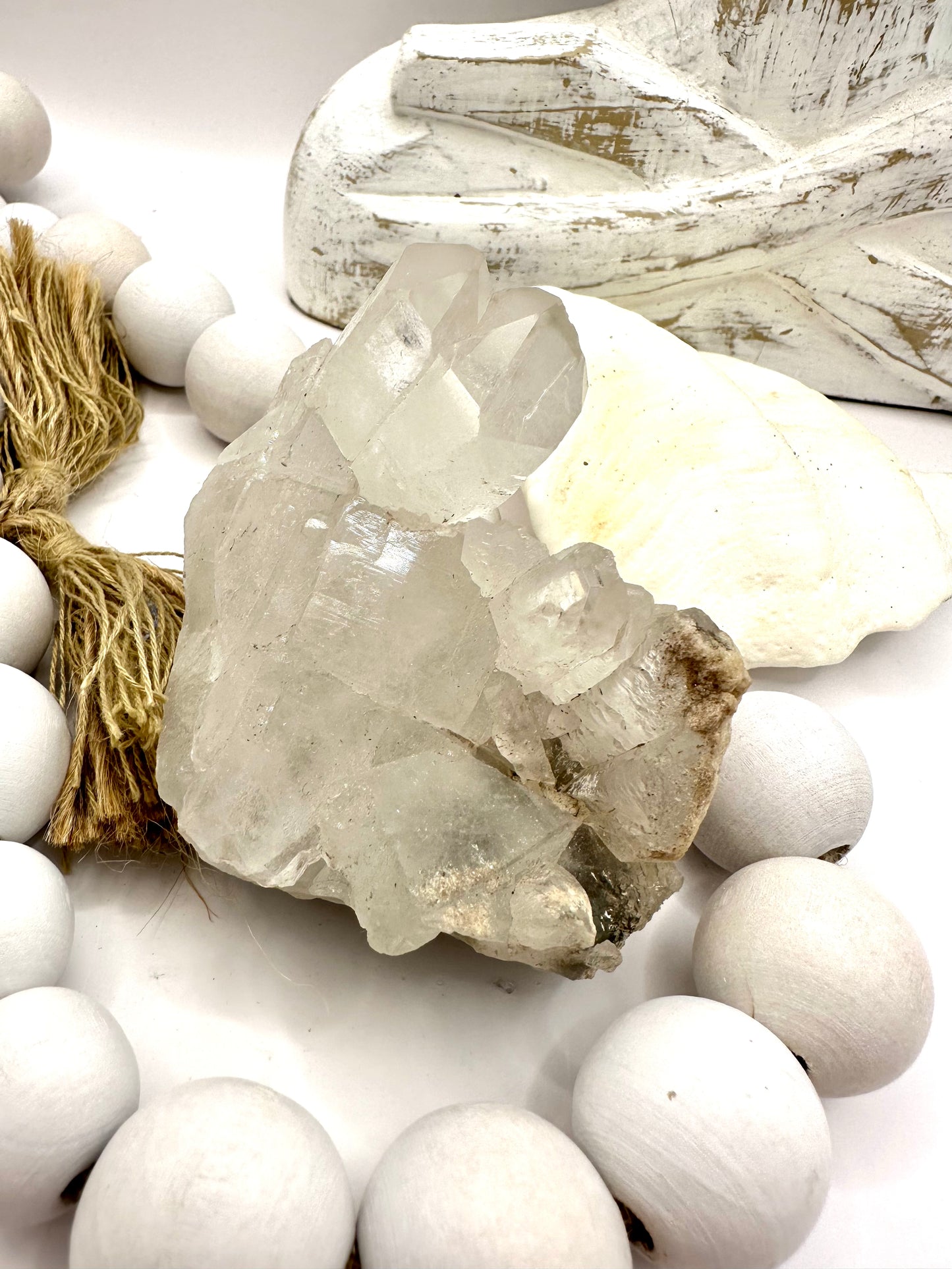 Clear quartz point cluster