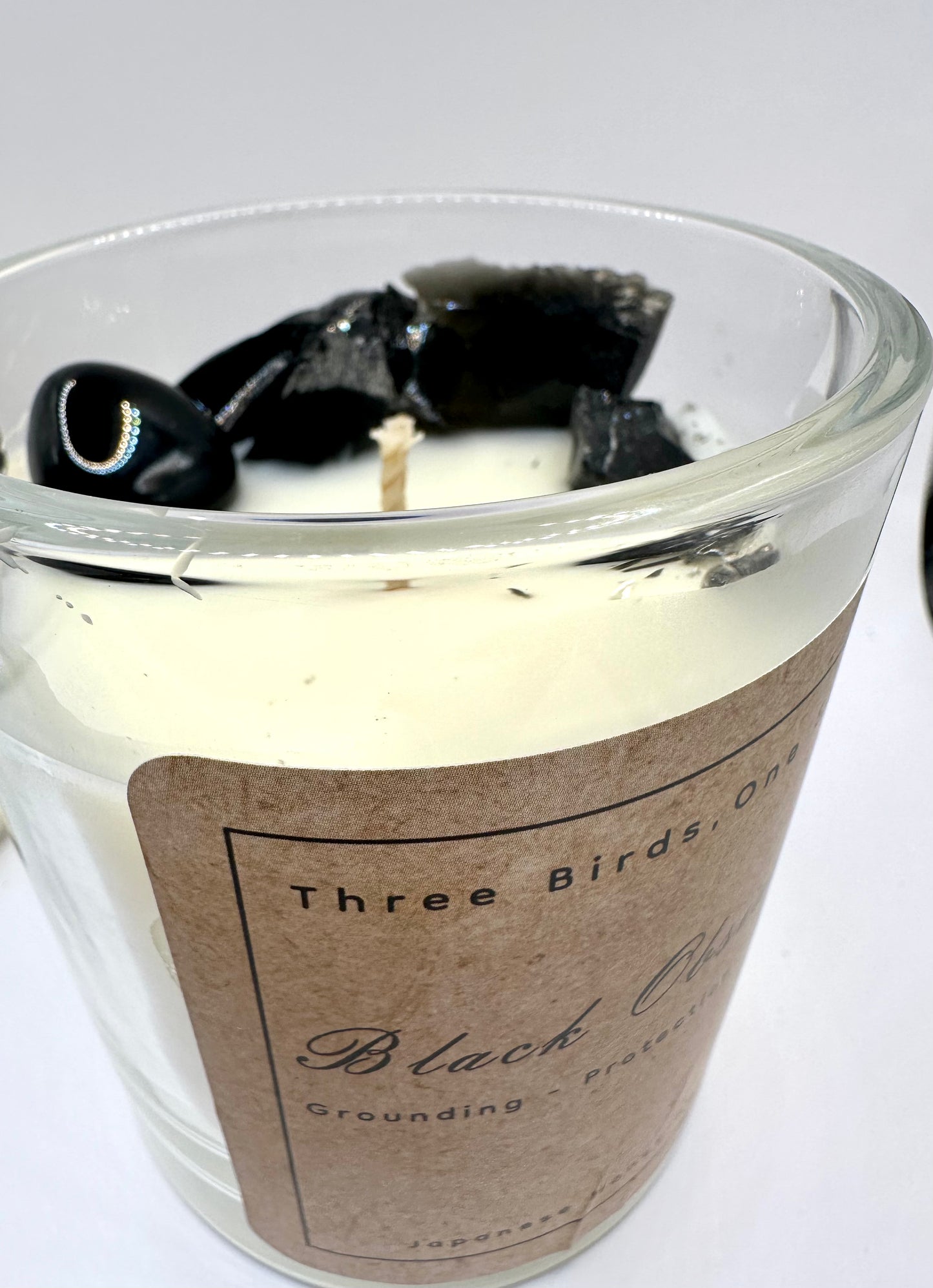 Black obsidian candle