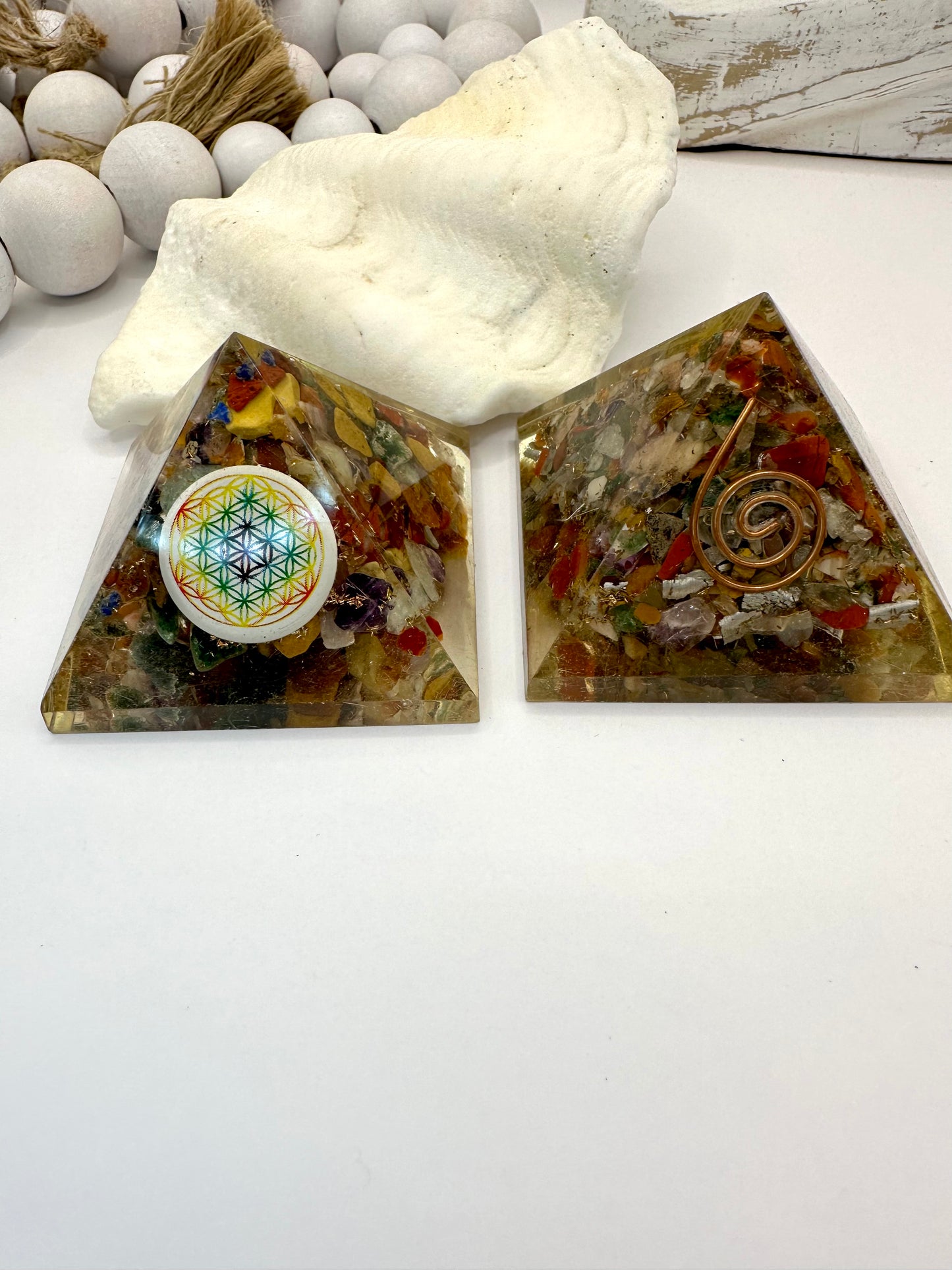Chakra pyramid orgonite