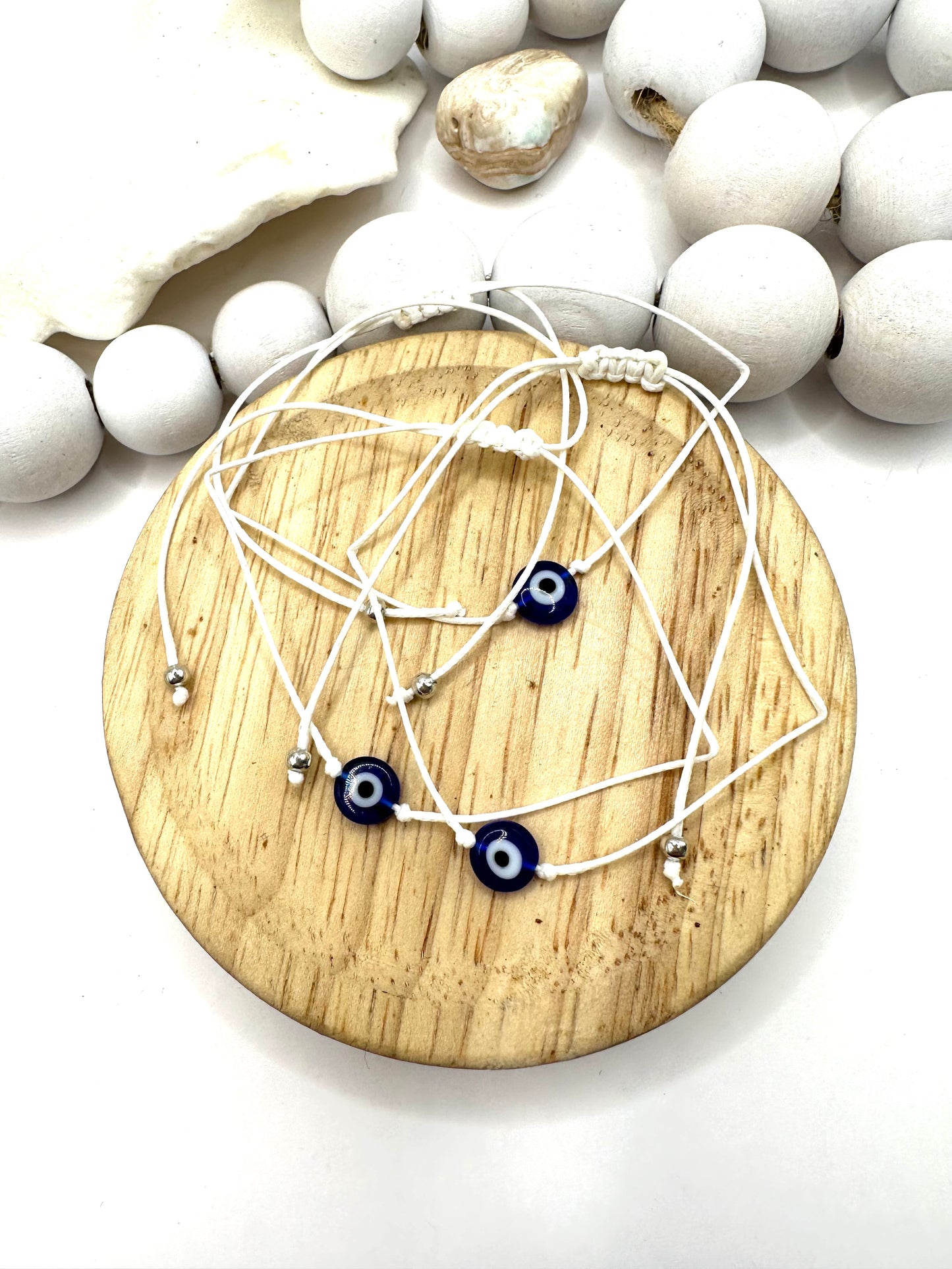 Evil eye bracelet white