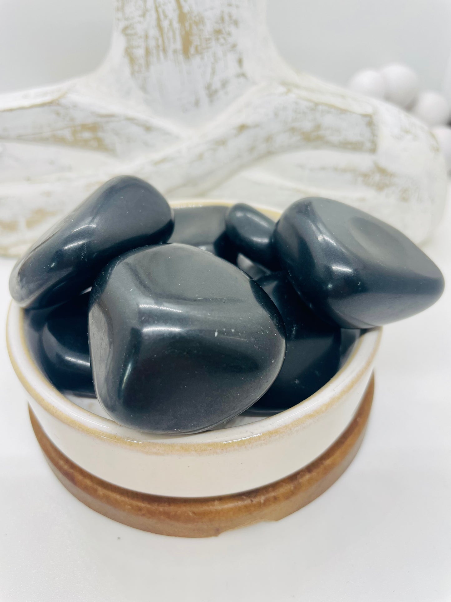 Extra large black obsidian polished tumble