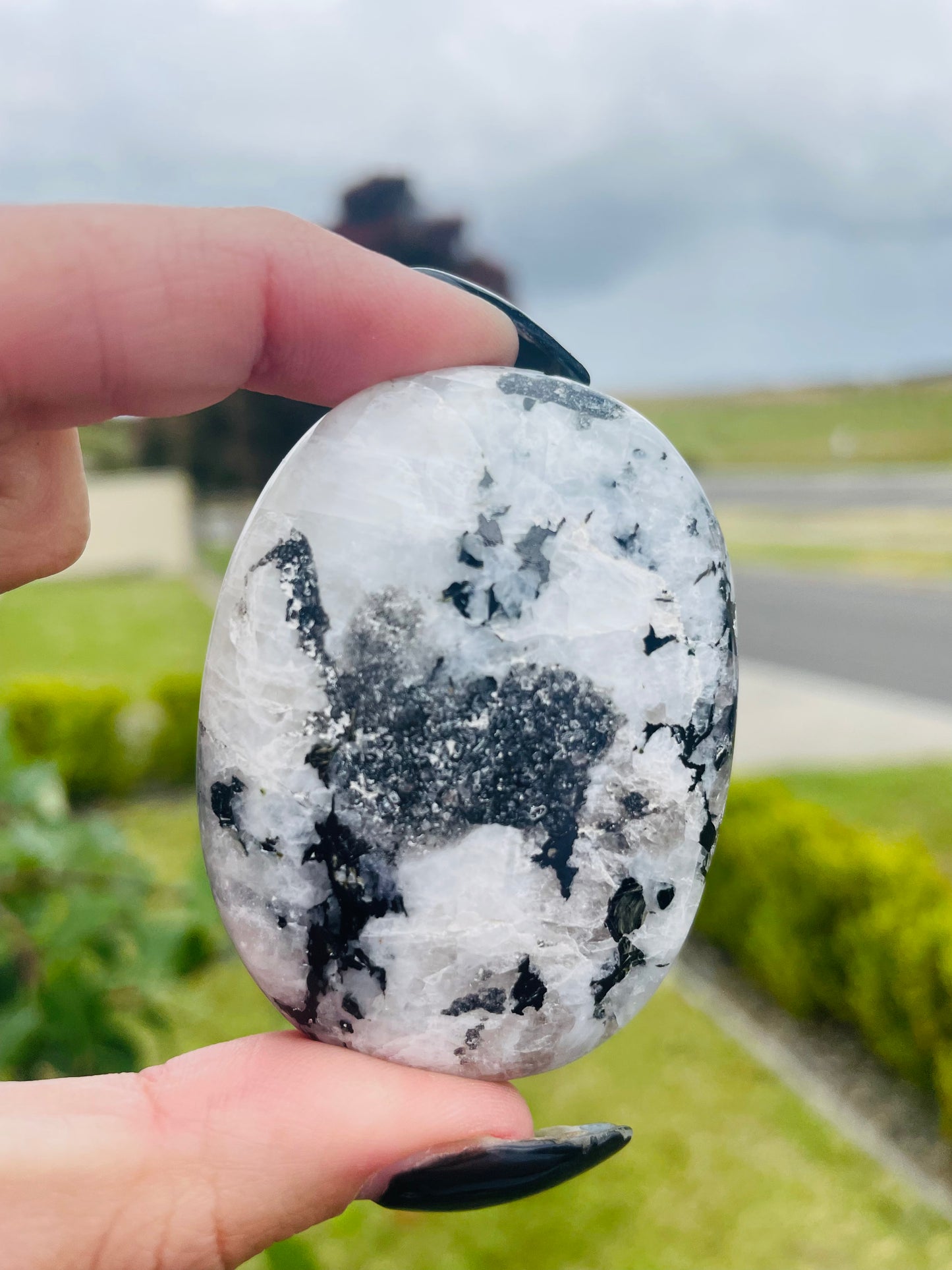 Rainbow moonstone palm stone