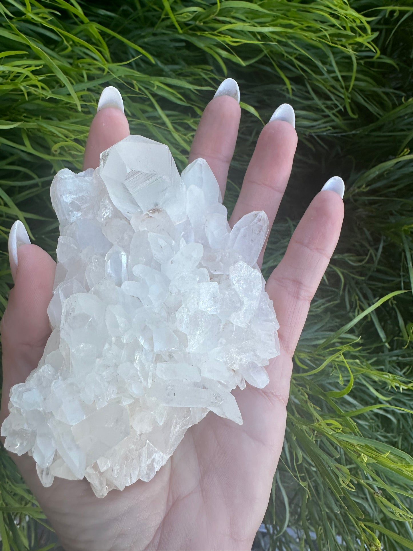 Clear quartz cluster with points