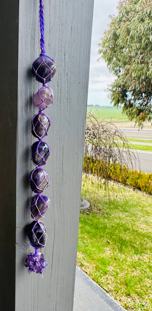 Amethyst macrame hanging