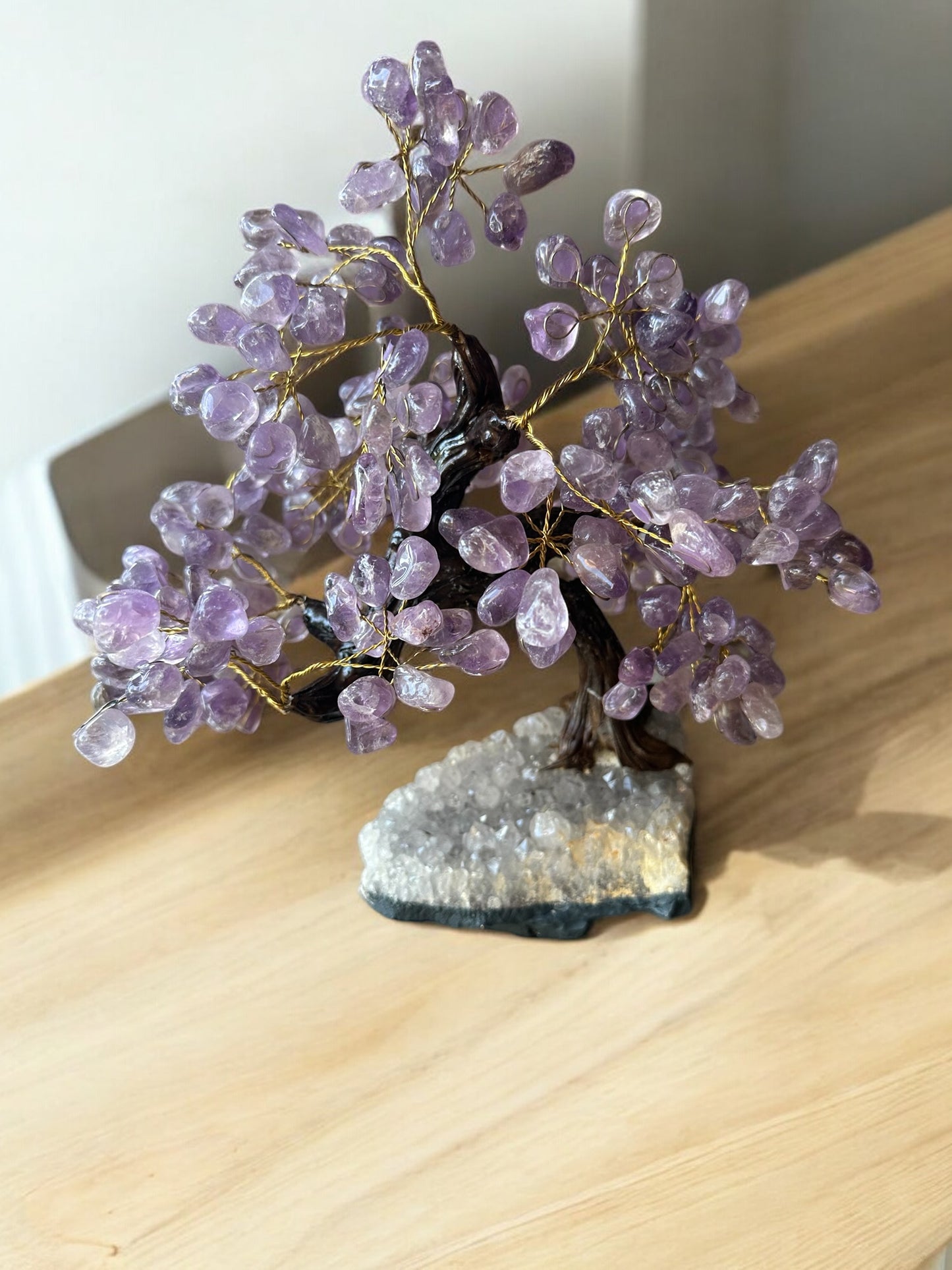 Large Amethyst bonsai tree on cluster base