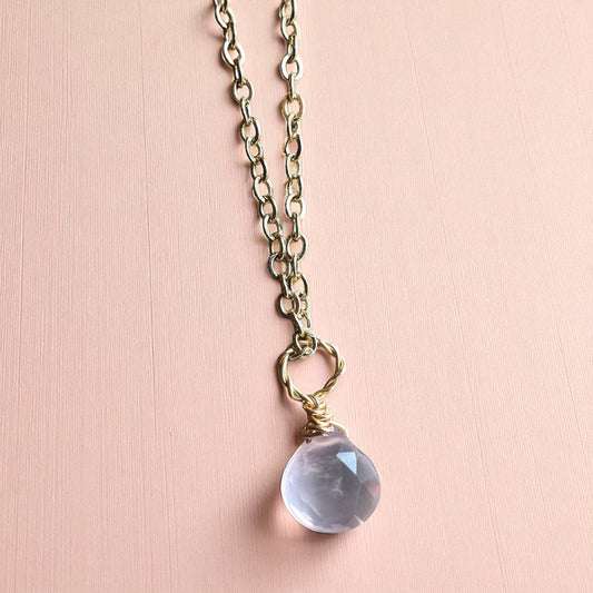 Gold rose quartz pendant