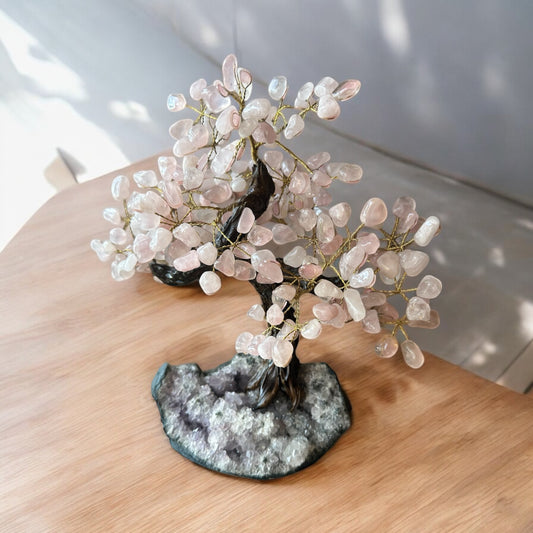 Large rose quartz bonsai tree