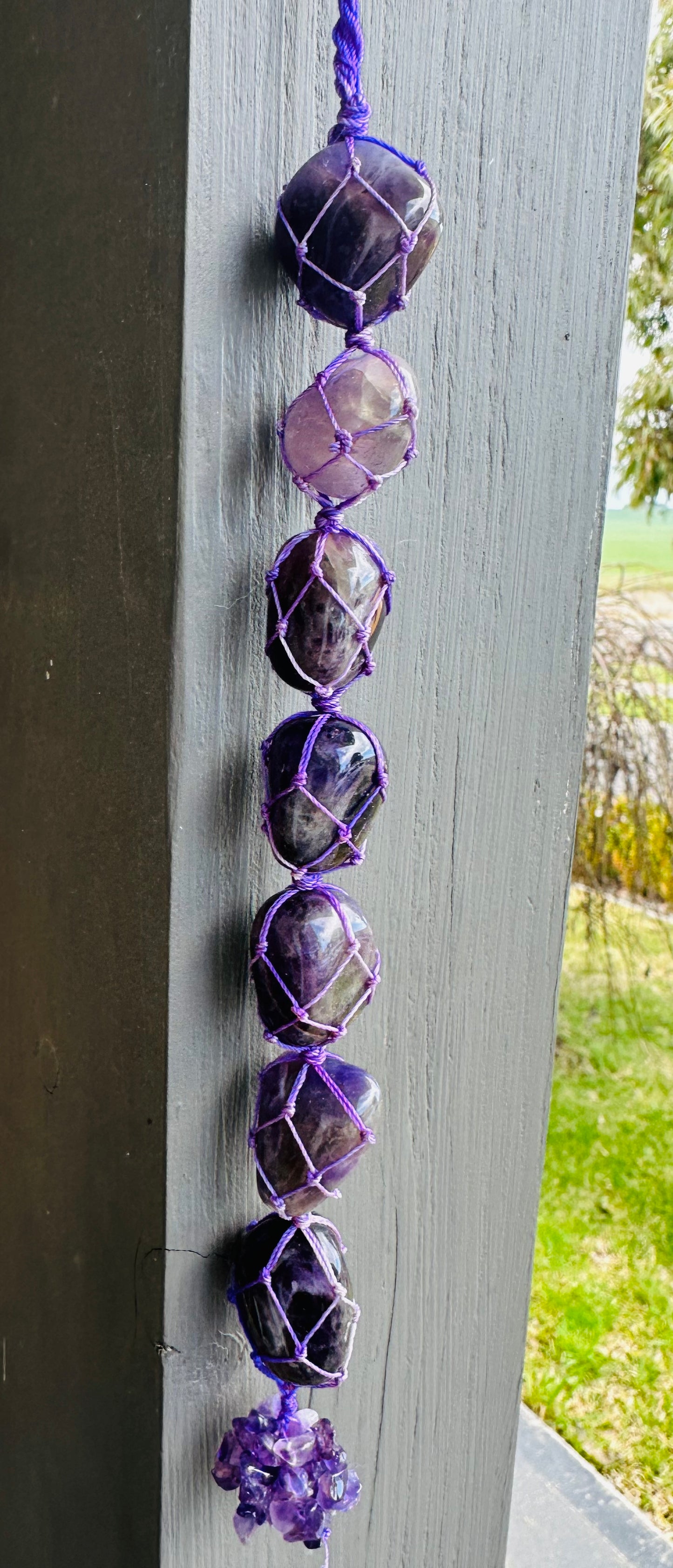 Amethyst macrame hanging