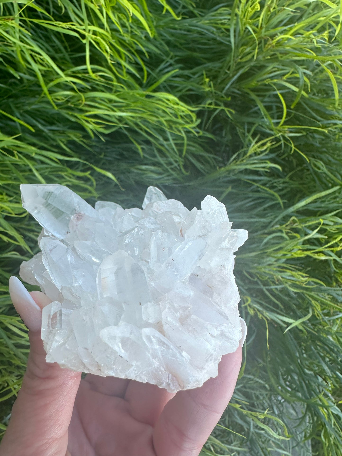 Clear quartz cluster with points