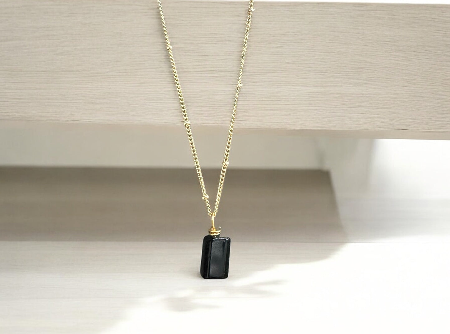 By TBOS - polished black tourmaline  pendant