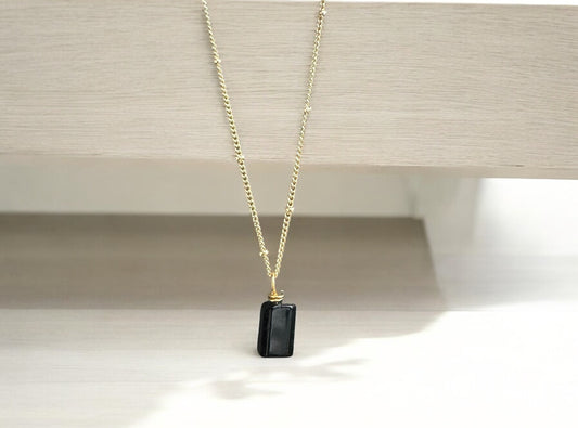 By TBOS - polished black tourmaline  pendant