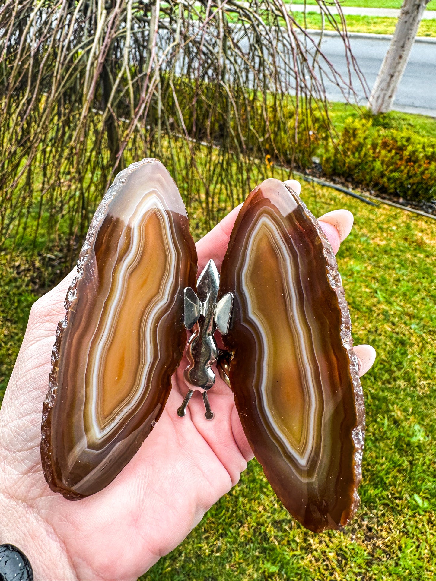 Natural agate butterfly