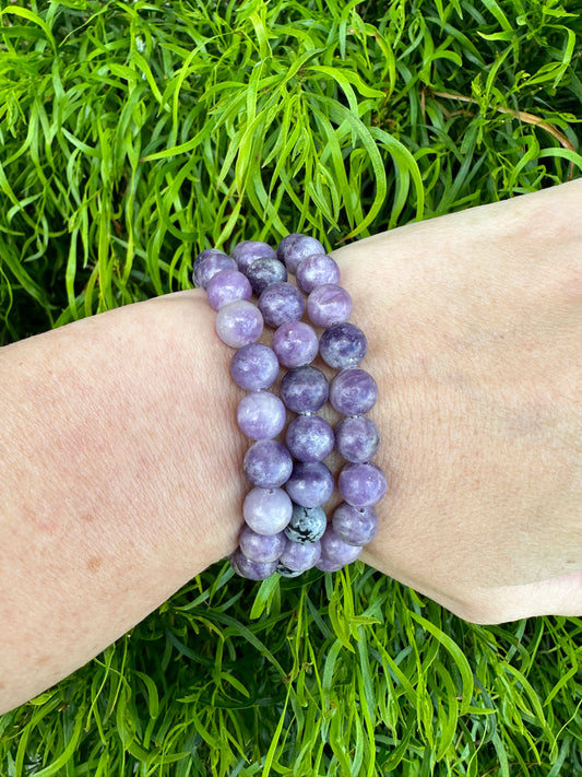 Lepidolite beaded bracelets