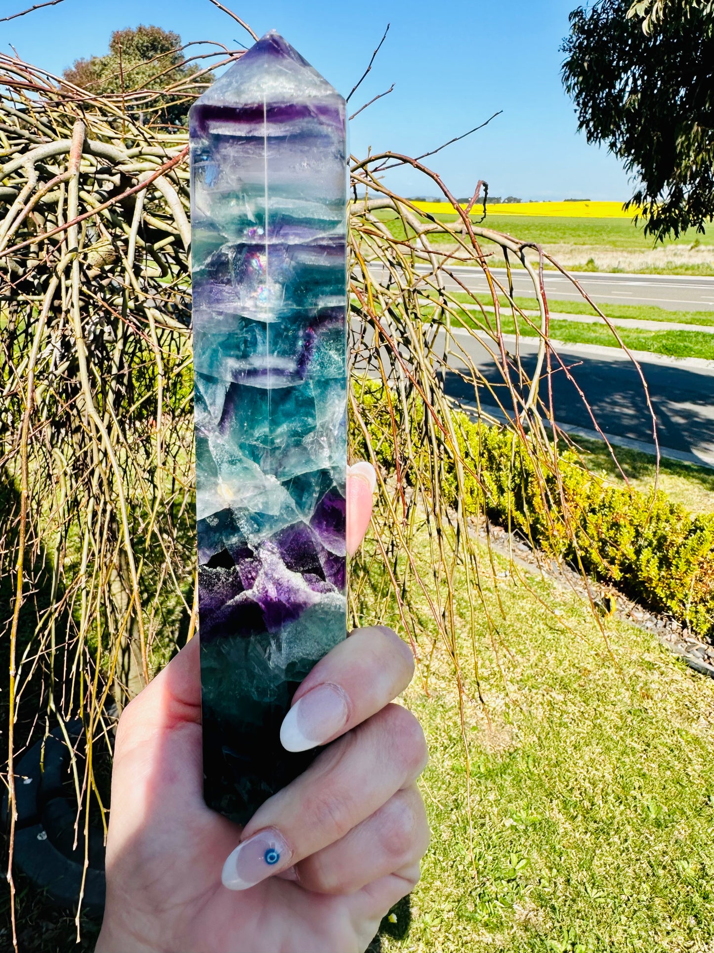 Rainbow fluorite premium towers large