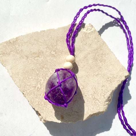 Amethyst hanging macrame