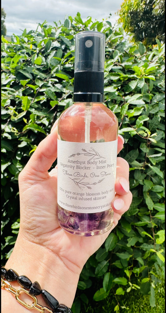 Stress relief, anxiety blocker body mist with amethyst, By TBOS