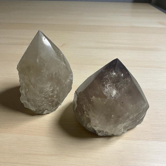 Semi polished point Smokey quartz