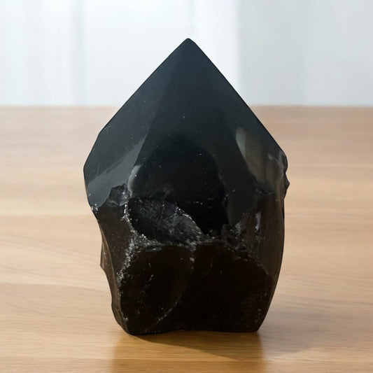 Black obsidian semi polished point