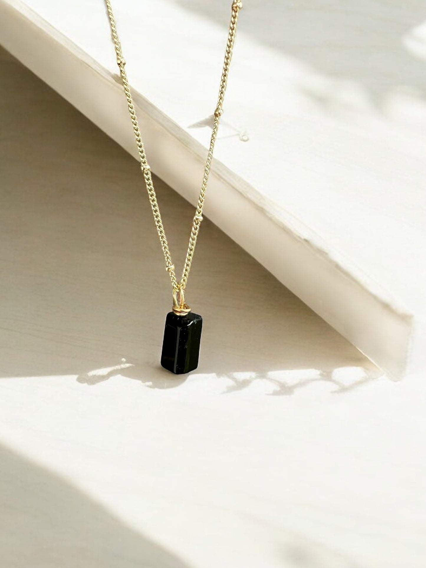 By TBOS - polished black tourmaline  pendant