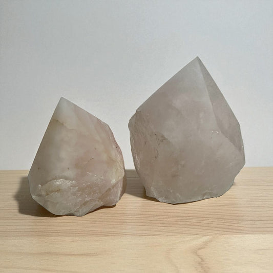 Rose quartz semi polished point