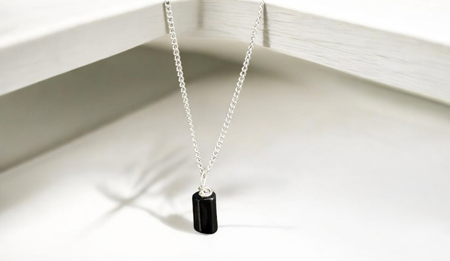 By TBOS - polished black tourmaline  pendant