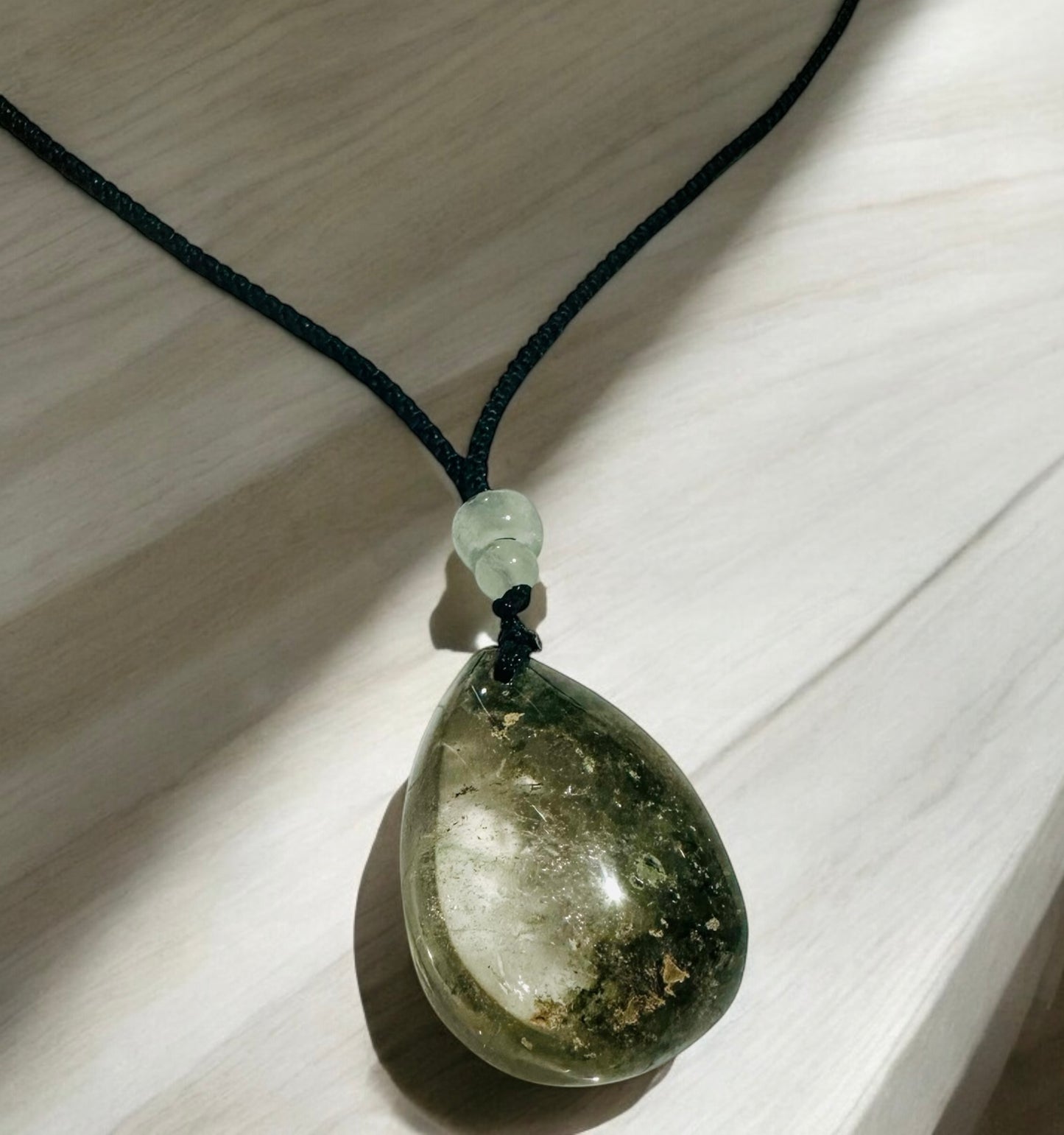 Garden quartz on rope necklace