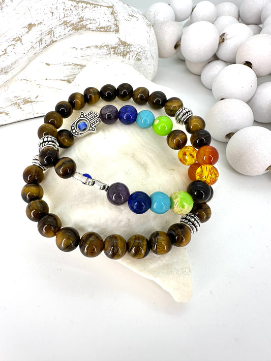 Tigers eye & Hamsa hand bracelet