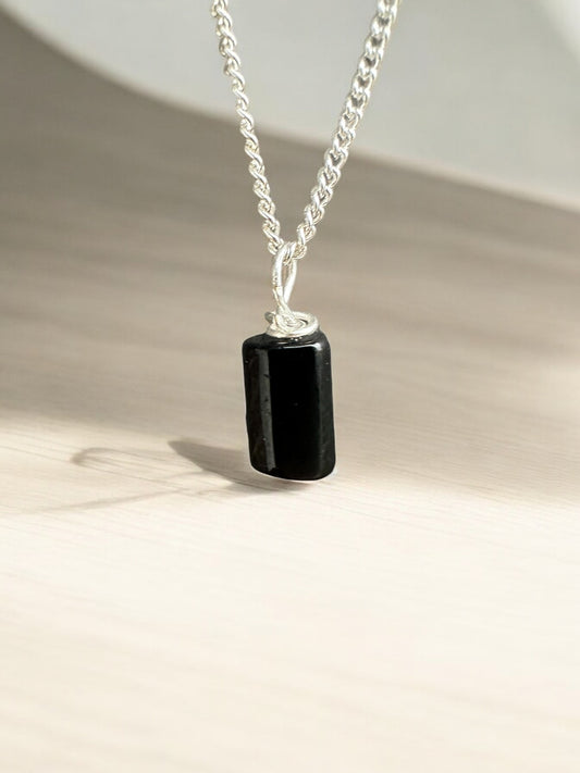 By TBOS - polished black tourmaline  pendant