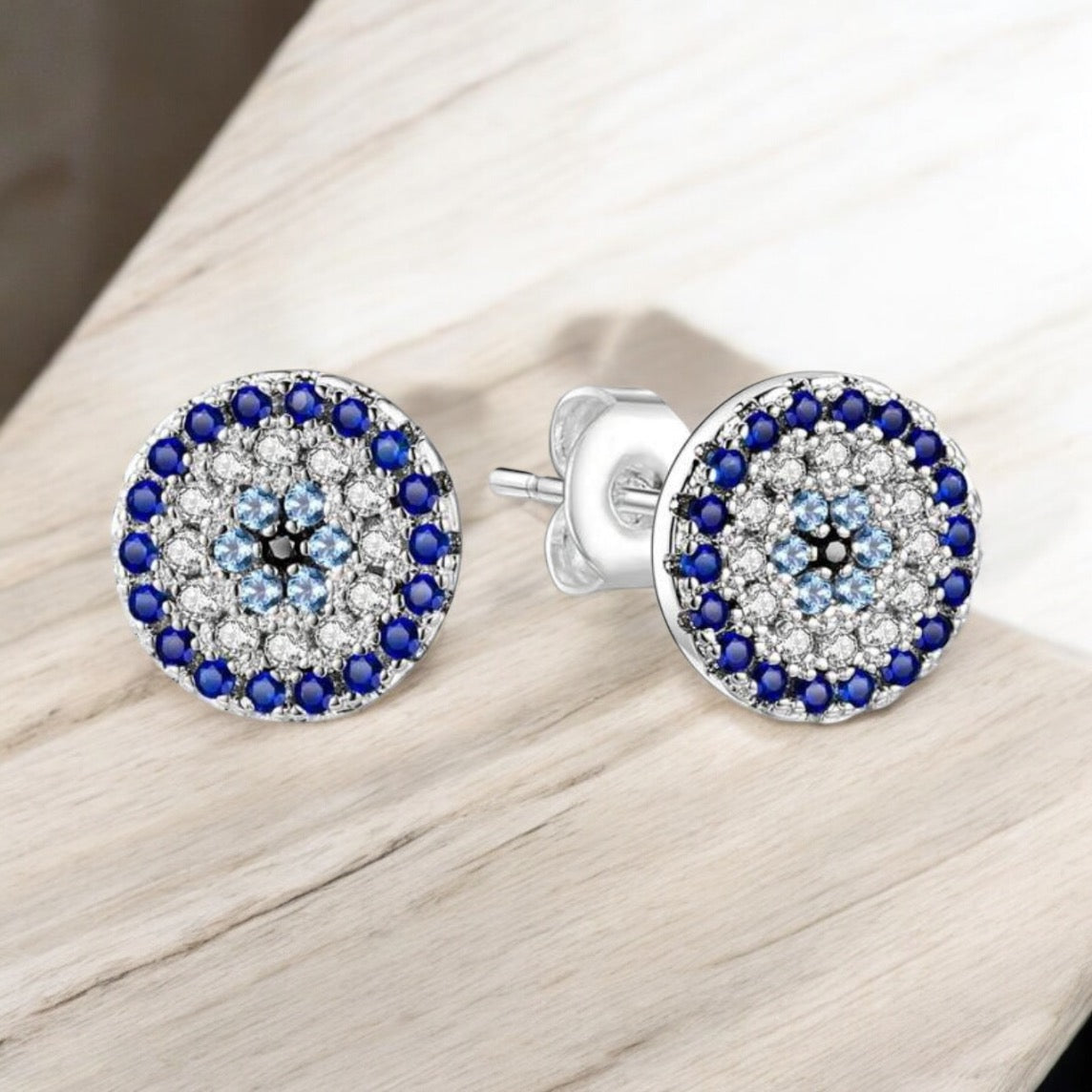 925 Evil Eye crystal studs