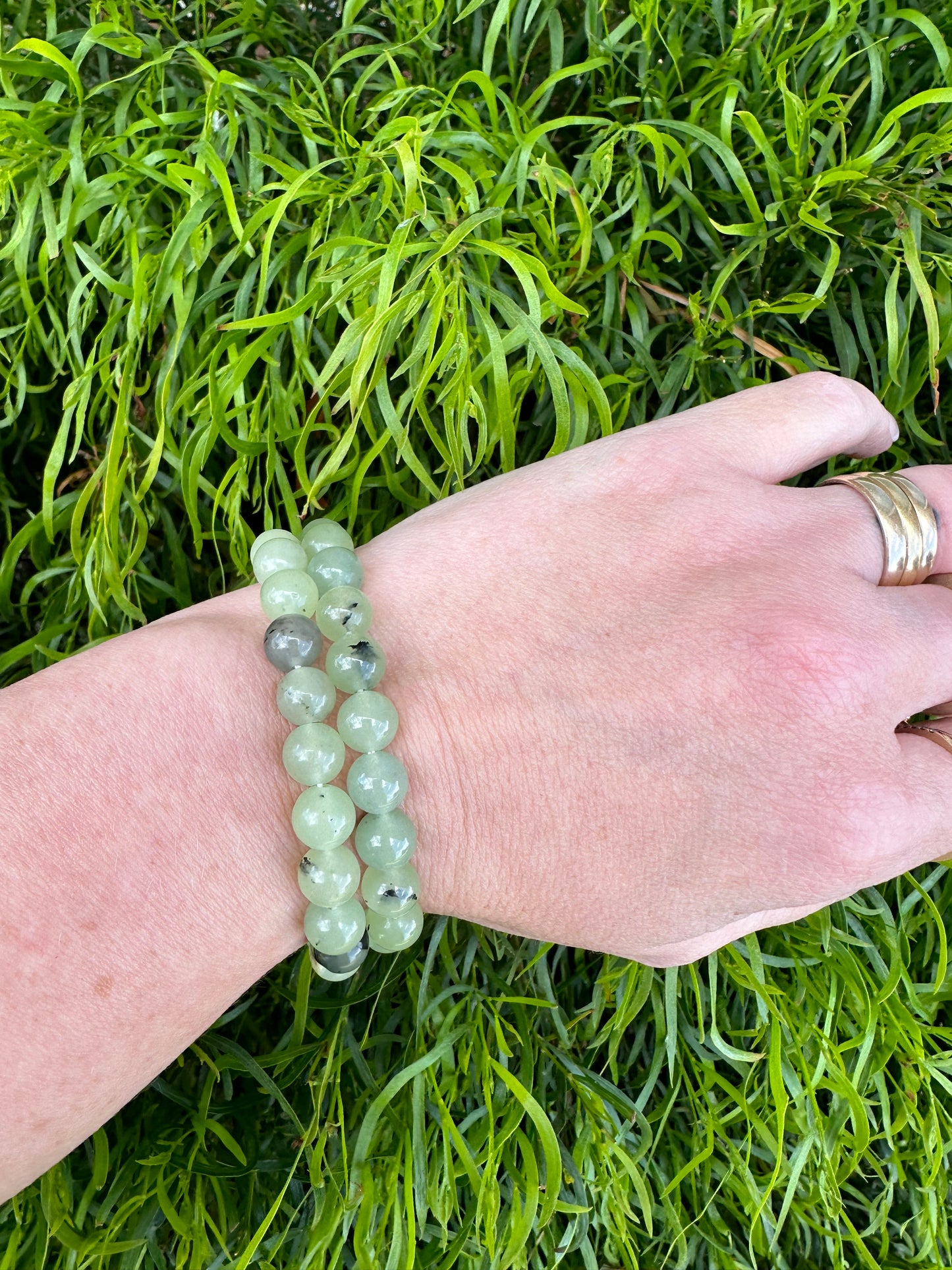 Prehnite beaded bracelet