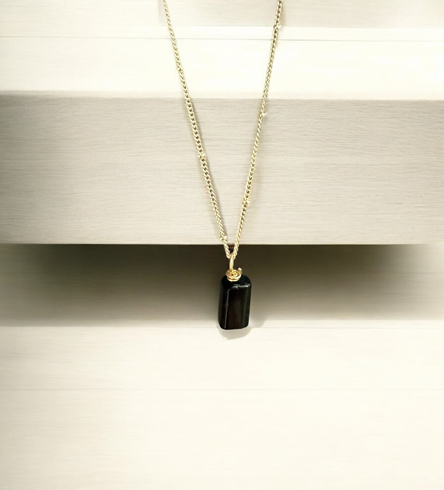 By TBOS - polished black tourmaline  pendant