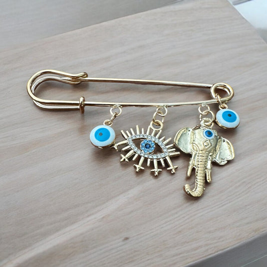 Gold evil eye protection pin ( large)