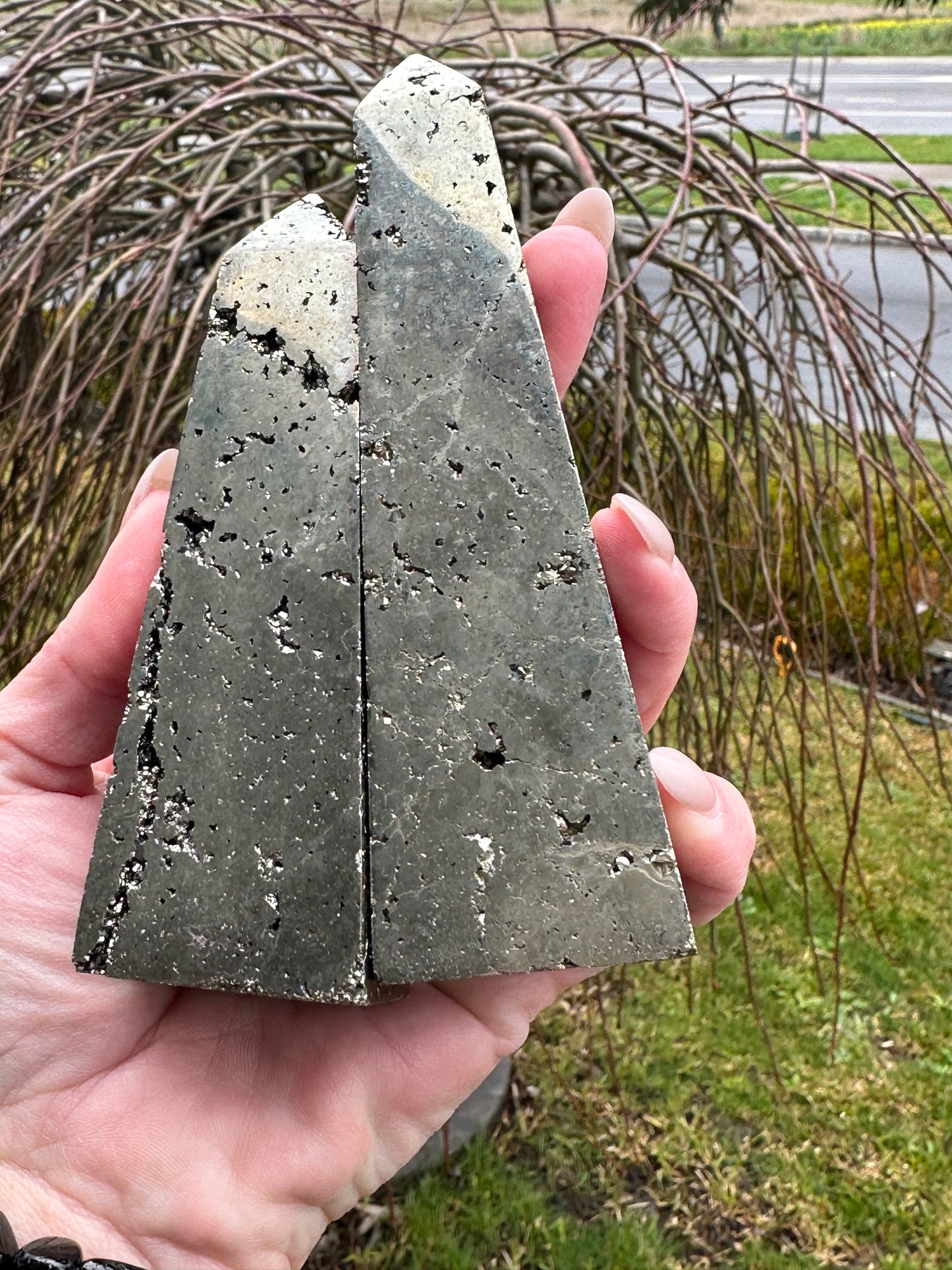 Large pyrite obelisk