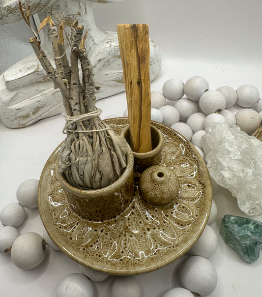 Ceramic sage, palo & incense holder