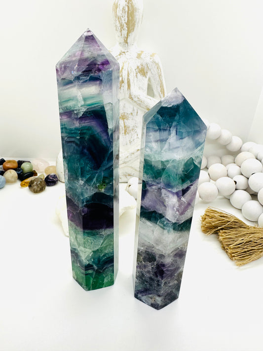 Rainbow fluorite premium towers large