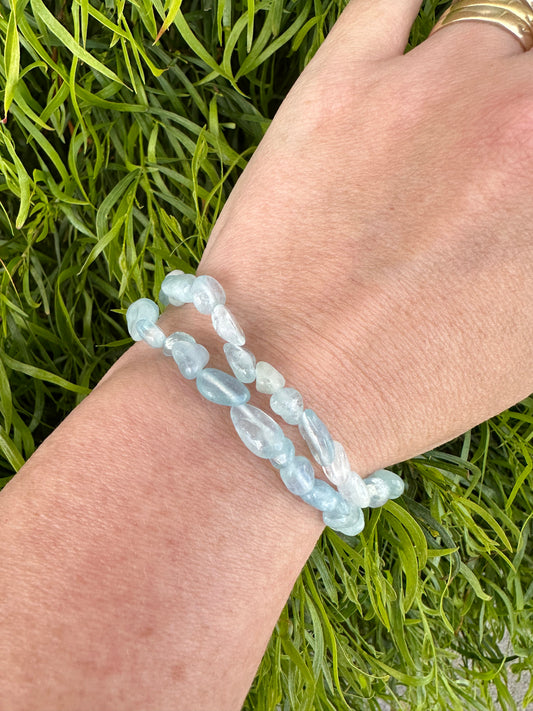 Aquamarine nugget bead bracelets