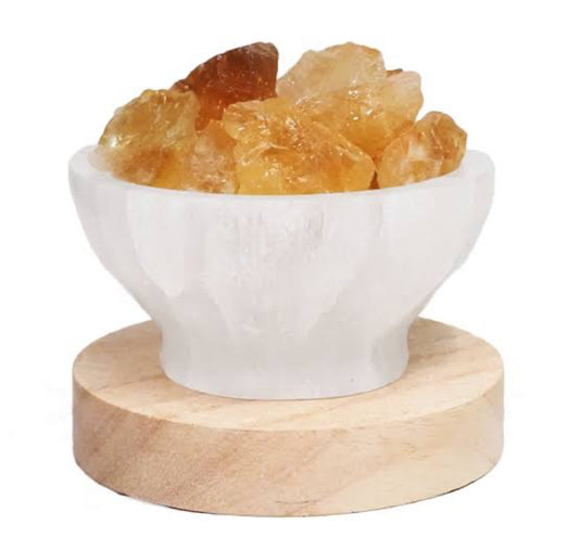 Citrine selenite bowl lamp