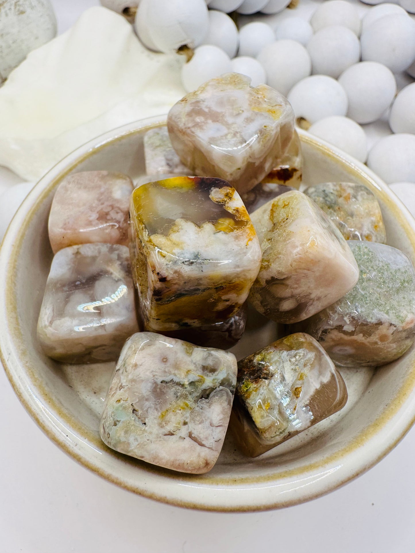 Flower agate cubes