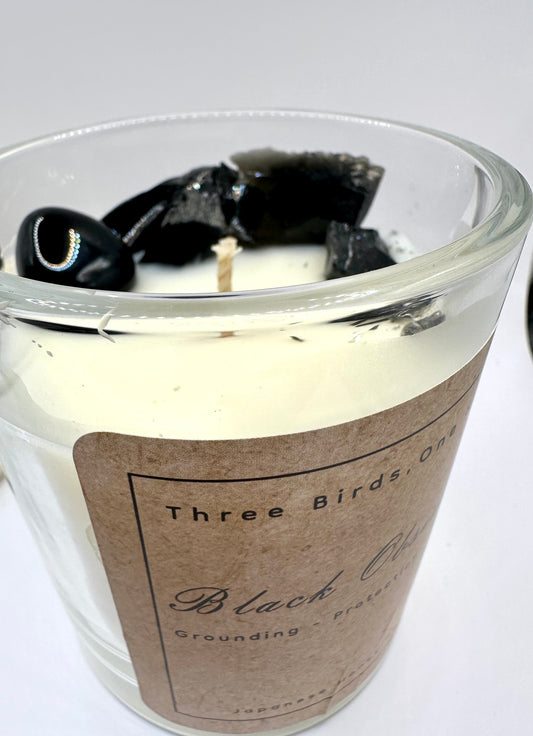 Black obsidian candle