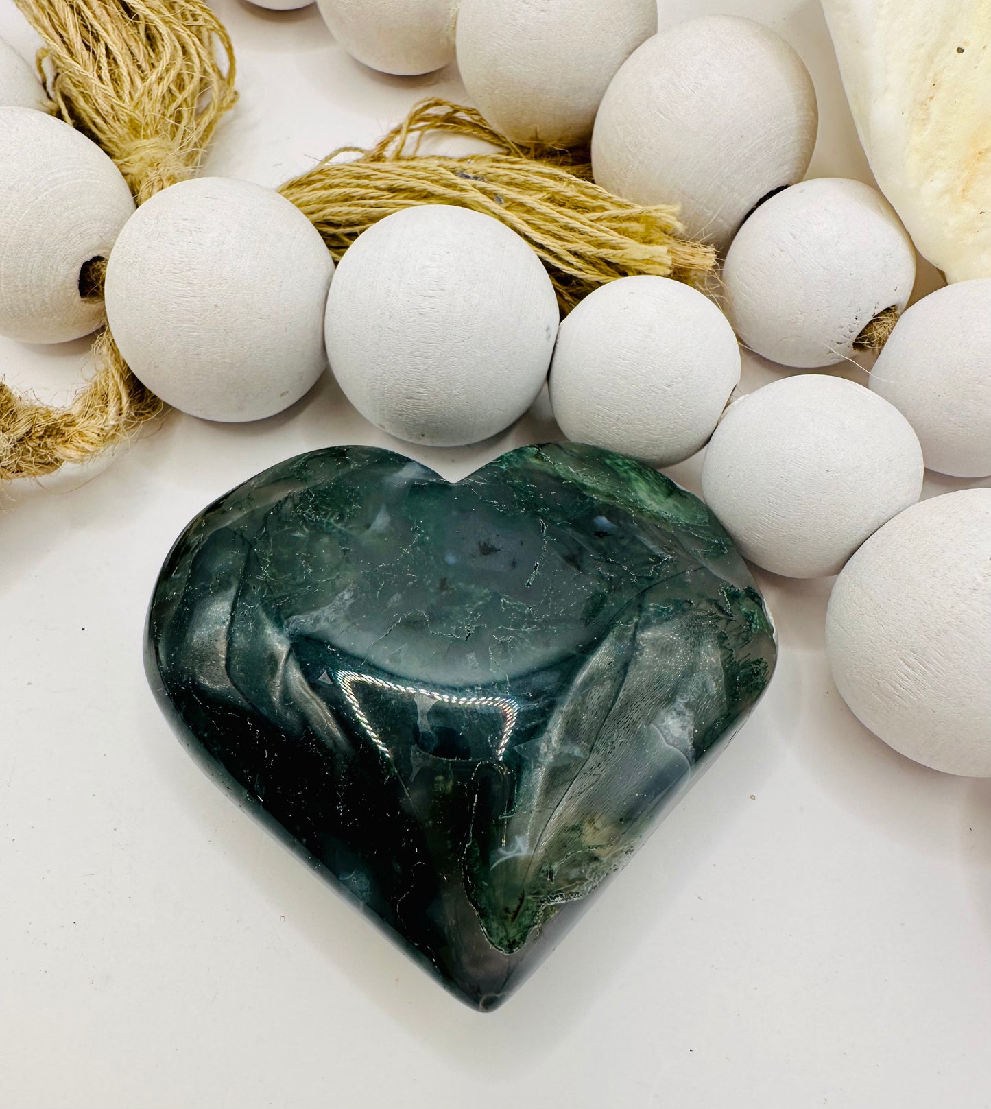 Moss agate heart