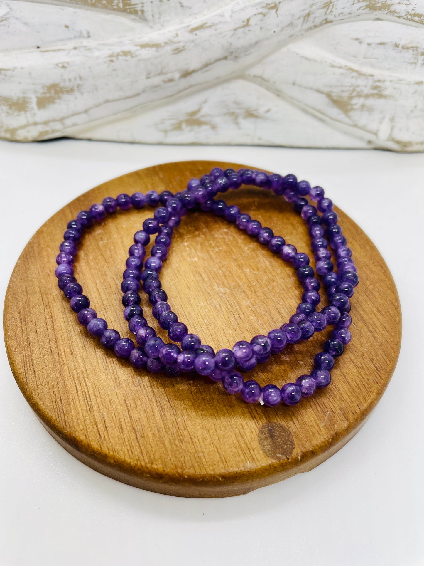 Thin beaded amethyst bracelet